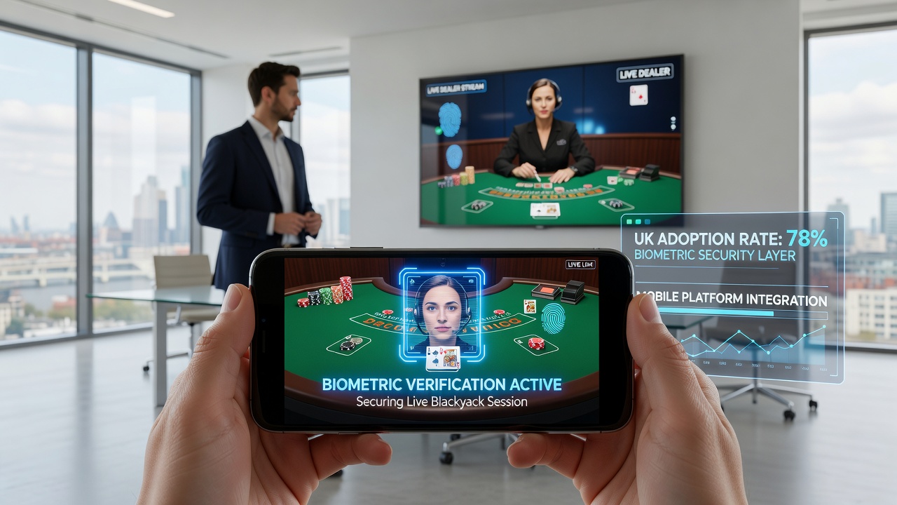 Biometric scanning interface for secure live blackjack on mobile device